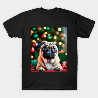 Christmas Pug Dog with Gifts T-Shirt